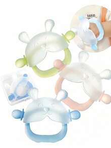 1pc Cute Animal Shaped Baby Teether, Helps Baby Happily Teethe, Baby Handguard Teether, Trains Grasping Ability, Teething Ring Teether, Anti-Thumb Sucking Device, Soft Silicone Teether Can Be Boiled, Suitable For Babies 3 Months+, Color Options - 彩色 - 查看 1