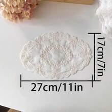 1pc European Style Embroidered Lace Tray Mat, Round Hollow Lace Edge, Suitable For Jewelry Display, Vintage Dining Mat - Multicolor - View 19