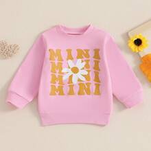 Mommy And Me Matching Outfits Christmas/Halloween Matching Sweatshirts Mama/Mini Letter And Bowknot Embroidery Long Sleeve Crewneck Pullover Shirt Blouse Top Mom And Daughter Matching Holiday Party Clothes - 西瓜粉 - 查看 9