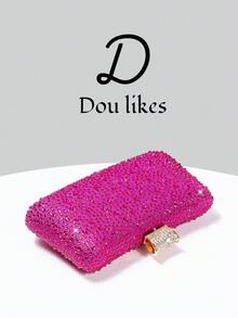 Nuevo bolso de mano de lujo con textura de burbujas en color fucsia, decorado con cristales, elegante bolso de moda para mujer, accesorio perfecto para vestidos de graduación, baile de graduación, vestidos de gala con lentejuelas y ocasiones formales, regalo ideal para mujeres - Rosa Fucsia - Ver 5