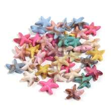 120Pcs Tie-Dye Starfish Acrylic Beads, Mixed Color Gradient Star Shape Loose Beads For DIY Jewelry Making, Ocean Style Crafts - Multicolor - View 4