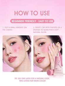 迷你旅行装云雾液体腮红 05 粉色日落 – 4克 便携式三合一膏状腮红和高光 – 高显色持久眼影 – 口袋大小的3D光泽妆容 - 05 Pink Sunset - 查看 2