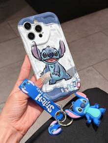 Disney Has Authorized, Phone Case - Chain Set, The Stitch Lilo & Stitch Phone Case Plus A Silicone 3D Or Fluffy Style Stitch Bracelet With Metallic Ring Removable Bracelet, Stitch And Angel Pattern, Compatible With Iphone 17/16/15/14/13/12/11/XS/XR/X Plus Pro Max, Wavy Design Phone Case For Girl, A Stylish Cartoon Summer Phone Case, The Perfect Gift Choice, Phone Protection, Durable Phone Cover, Great Gift For Friends And Family - Màu trắng kiểu A - Xem 2