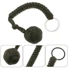 Outdoor Self-Defense Umbrella Rope,Monkey Fist Steel Ball, Paracord Survival Key Chain, Outdoor Safety Protection Accessories - 黑色 - 查看 6