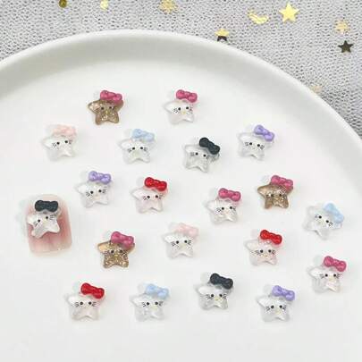 SANRIO 50 hạt trang trí hình hoạt hình ngẫu nhiên, mặt dây chuyền phẳng hình hoạt hình dễ thương, thích hợp để tự làm phụ kiện ốp điện thoại.