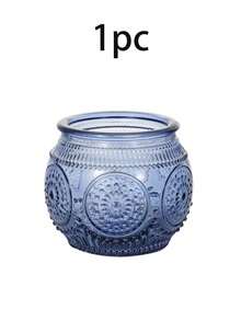 6pcs Blue Glass Candle Holders Set, Vintage Glass Candle Holders, Dining Table Centerpiece Decor Tea Light Candle Holders, Wedding & Party Decoration Glass Candle Holder Set, Suitable For Party Decor, Tea Lights & Wedding Gifts - Jar Candlestick - View 12