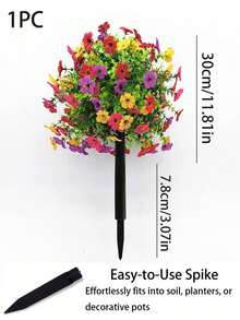 1 Artificial Morning Glory Ground Insert, Eucalyptus Leaf Decoration, Suitable For Garden Decoration, Outdoor Artificial Hanging Flowers, Home Office, Floral Themes, Home Decoration, Party Decoration, Artificial Plants, Wedding Decoration, Fall Decor - Rose Red Floor Insert - View 6