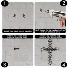1/3pcs Set Modern Cross Line Design Metal Wall Decor, Contemporary Art Style Indoor Decoration Symbol, Hanging Bathroom Decor, Wall Mounted Iron Art Ornament, For Home Decoration - XL - Xem 12