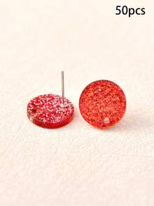 50pcs 14mm Earring Studs Acrylic Earring Posts, Fashion Jewelry DIY Earring Making Accessories - Solid Color Circle - View 15