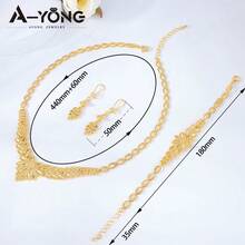 Luxury Dubai Gold Wedding Jewelry 24k Gold Plated Arabic Bridal Necklace Bracelet Earrings Habesha Women Vintage Jewelrys - Jewelry Set - View 17