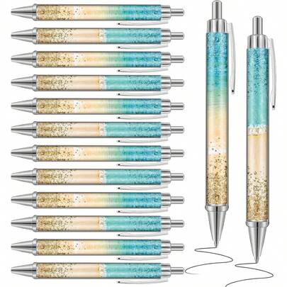 1/6/12/24 Pcs Beach Teal Pens Bulk Ocean Teachers Appreciation Week Gifts Tropical Seashell Theme Ballpoint Thank You Gifts For Woman Teacher Coworker Staff Office School Writing Stationary