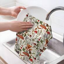 2 paños de cocina con diseño de setas rojas, de 16 x 24 pulgadas, toallas de té, paños de cocina, trapos de limpieza reutilizables, lavables, regalo de cumpleaños, regalo de inauguración de la casa para amigos, accesorios de cocina, artículos de primera necesidad para cocinar, hornear, limpiar el baño, actividades al aire libre y decoración para fiestas de té. El diseño elegante mejora la decoración del hogar. - Multicolor - Ver 6