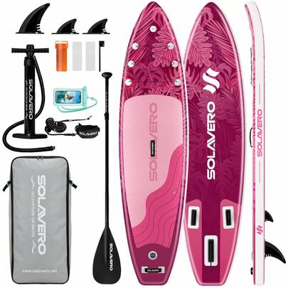 323cm Inflatable SUP Board With Accessories, 3 Removable Fins & Adjustable Paddle | Non-Slip Adult Paddle Board In Various Designs For All Water Activities
