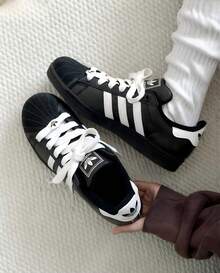 Adidas Superstar II Black White Men's Casual Sneakers Lifestyle Shoes JI3538 | Retro Heritage Style, Timeless Silhouette - 黑色 - 查看 1