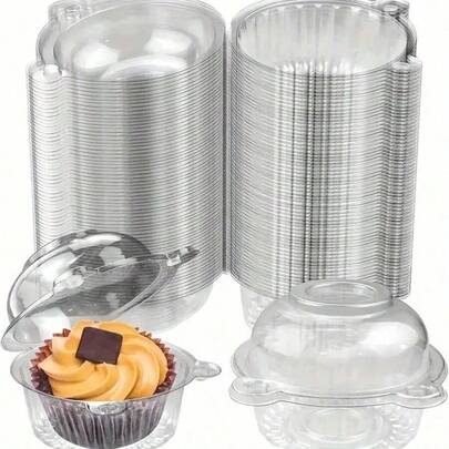 5/30/50/100pcs Cupcake Boxes With Sealed Dome Lid, Suitable For Parties, Perfect For Valentine's Day Birthdays, Weddings, Anniversay, Mothes's Day And Festivals