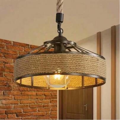1/2 chiếc chao đèn kim loại và dây thừng kiểu công nghiệp Bohemian dệt thủ công kích thước 11,8in x 5in - Đèn treo kiểu công nghiệp, phong cách retro, không bao gồm bóng đèn và phụ kiện, đèn trần, đèn trang trí nghệ thuật, thích hợp cho đảo bếp, phòng ăn, phòng ngủ, phòng khách, quán cà phê, khách sạn, đèn treo dây thừng, đèn phòng ngủ, đèn phòng ăn, thiết kế công nghiệp, công nghiệp hiện đại, đèn chiếu sáng, đèn trần, dành cho người yêu thích đồ cổ (Chỉ chao đèn)
