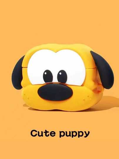 1pc Yellow Cute Cartoon Dog Earphone Protective Case, Shockproof Soft Silicone Cover Compatible With A IrPod S Pro/1/2/3, Cute Wireless Headphone Case