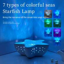 1pc Starfish Projection Lamp, Ocean Wave Projection Lamp, 7-Color Rotating Water Wave Lamp, Dimmable Wave Aurora Projection Light, Cute Room Decor, Romantic Gift For Family And Friends - Starfish - View 3