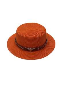 1 chiếc mũ rơm nữ kiểu dáng boho, mũ rơm mùa hè, mũ chống nắng đi biển, du lịch ngoài trời, bảo vệ da khỏi ánh nắng mặt trời, thích hợp cho kỳ nghỉ và lễ hội. - MZ3080+ML49 - Xem 10