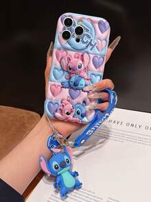 This Disney Stitch Lanyard Phone Case Is Fully Covered In TPU Material. It's Shockproof, Lightweight, And Compatible With IPhone17/16/11/13/15/15 Plus/15 Pro/15 Pro Max/12/14 Pro Max/11 Pro Max/12 Pro/12 Pro Max/13. This Phone Case Makes A Popular Birthday Gift Or Business Gift; It's Durable, Stain- And Fingerprint-Resistant, And Suitable For Both Men And Women. The Set Also Includes A Mickey Mouse Phone Case And A Stitch Plush Bracelet. It's A Perfect Gift For Friends And Family. This Stylish Phone Case Is Fun, Lightweight, And Durable. IPhone17 Pro Max Phone Case, Angel Phone Case. - trắng - Xem 5