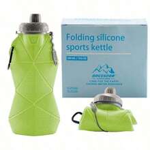 1PC 580ml/19.6oz GREEN Portable Silicone Bottle, Foldable LeakProof Sports Drinkware With Handle, WashableReusable Mug - 黑色 - 查看 12