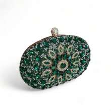 Clutch Bag For Parties With Rhinestones And Crystals, Perfect For Weddings, Bridesmaids - Green - View 6
