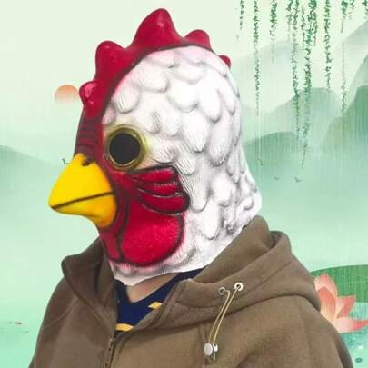 Rooster Head Mask, Funny Animal Headpiece, Halloween Cosplay Party Gag Prop