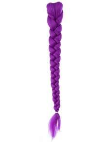 26-Inch Long Purple Braided Wig, Synthetic Fiber Box Braided Wig, Easy To Clip On, Ponytail Style, Suitable For Costume Role Play - Multicolor - View 9