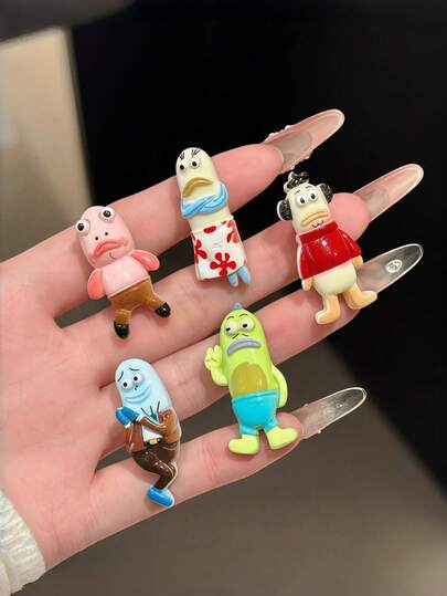 5 chiếc kẹp tóc hoạt hình, phụ kiện tóc 3D dễ thương phù hợp cho bé gái, kẹp tóc mái độc đáo, phụ kiện trang trí tóc vui nhộn.