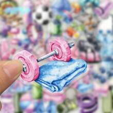 50pcs Fitness Themed Fun And Creative Hand Drawn DIY Stickers For Decorating Phone Cases, Laptops, And Guitars - Multicolor - View 8