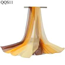 1pc Rainbow Gradient Chiffon Scarf, Lightweight Versatile Long Shawl For Women, Summer,Beach,Holiday - Blue - View 10