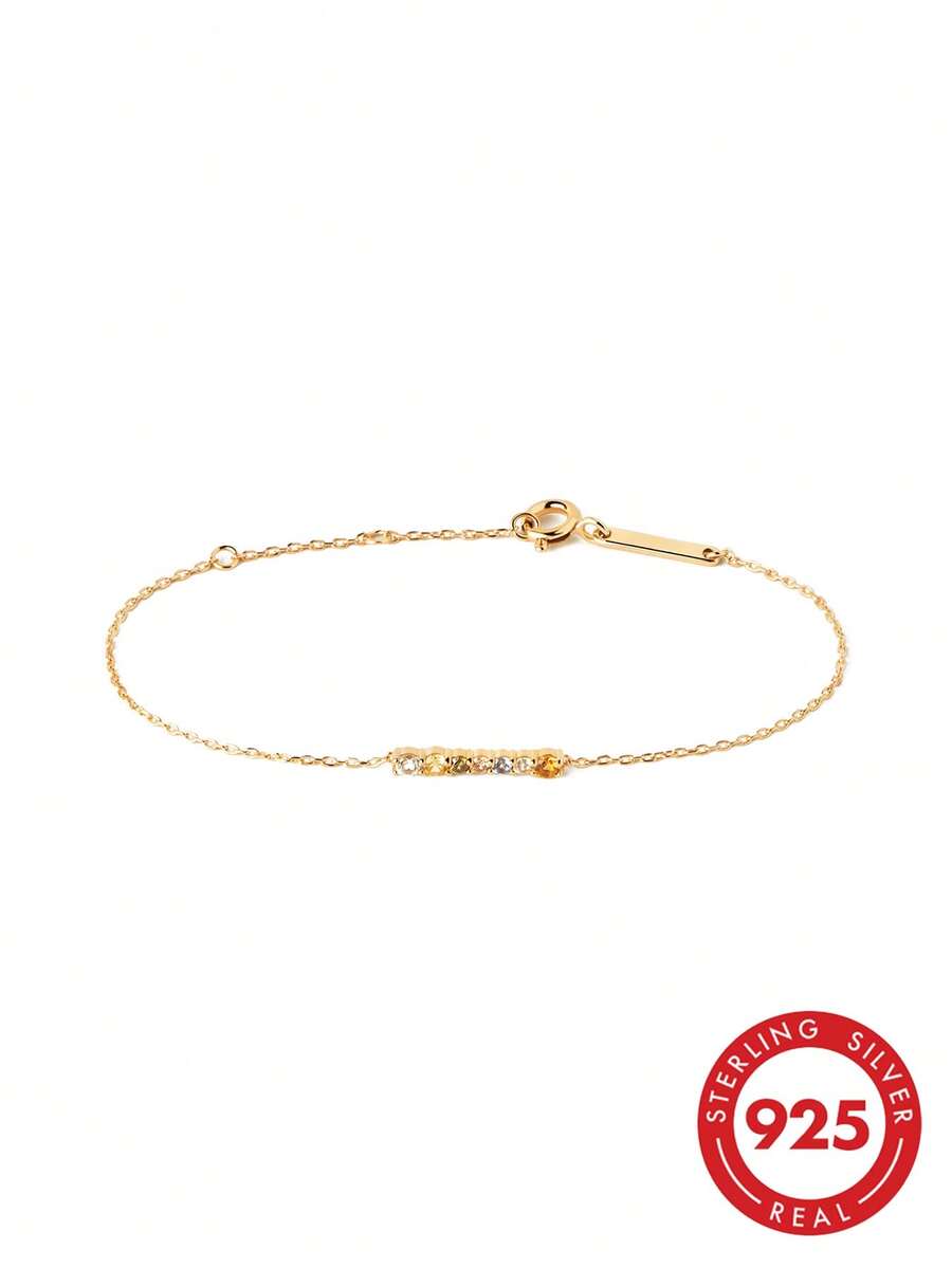 Elegante y refinada pulsera de mujer de plata de ley 925 con circonita cúbica arcoíris - Pulsera de - Ver 1