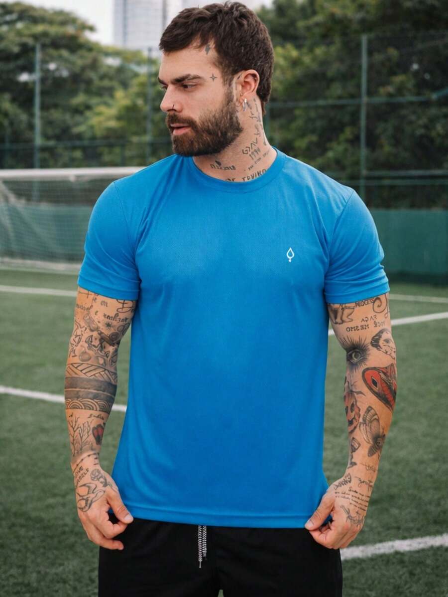 Men's Dry Short Sleeve Gym Training T-Shirt - Baby Blue - View 1