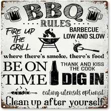 Vintage Bbq Signs For Outside - Bbq Decorations Outdoor Gift Ideas Aluminum Rust Free   Pre-Drilled Holes, Weather Resistant.Jpg - 1PC - View 2