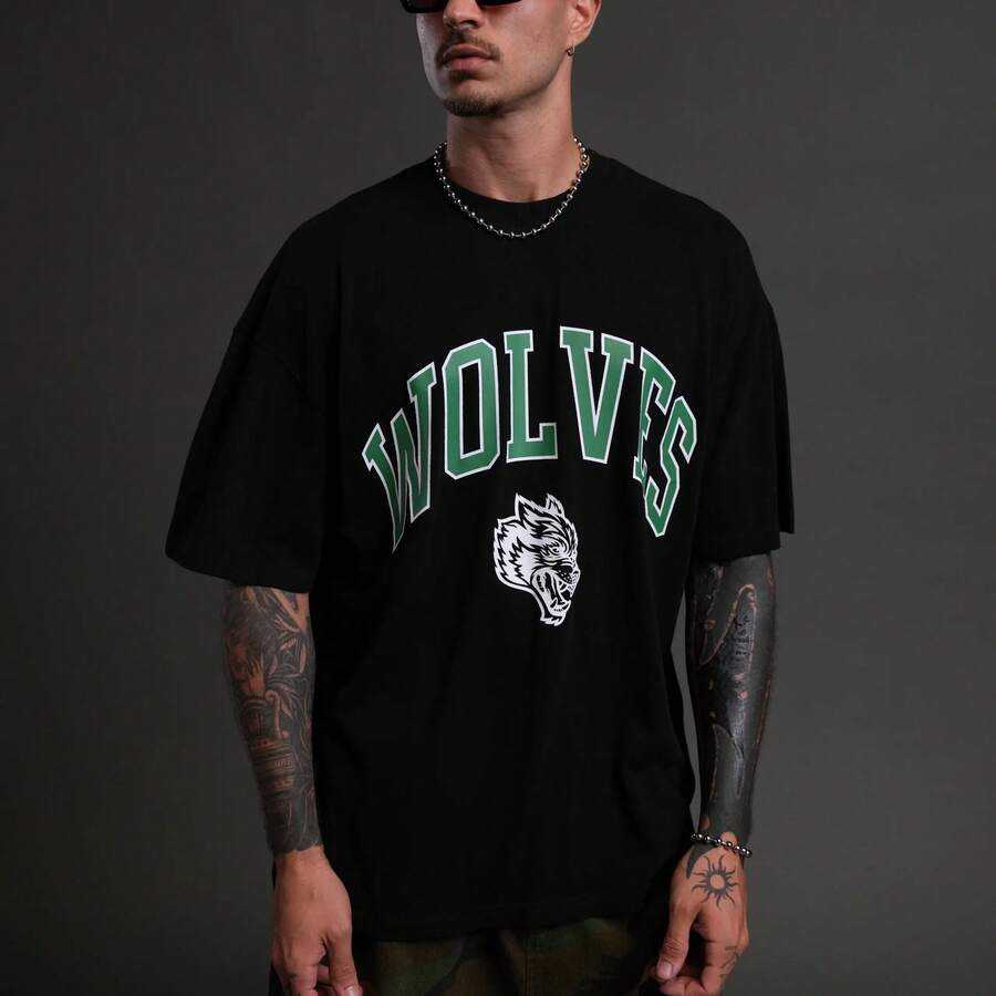 Darcsport T-Shirt,  American Retro Print T-Shirt For Men, Loose Fit, Simple And Versatile, Short-Sleeved - T251030 Black - View 1