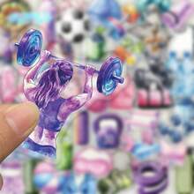 50pcs Fitness Themed Fun And Creative Hand Drawn DIY Stickers For Decorating Phone Cases, Laptops, And Guitars - Multicolor - View 7