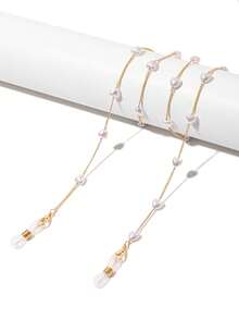 1 chiếc dây đeo kính hình trái tim đính ngọc trai thời trang, dây đeo kính chống trượt bằng silicon dễ thương, cũng có thể dùng làm dây đeo khẩu trang. - Nhiều màu - Xem 7