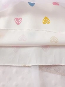 3件套女婴无袖纯色薄纱连衣裙，蝴蝶/爱心印花网纱沙滩裙套装，可爱夏季儿童服装 - 彩色 - 查看 7