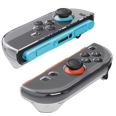 适用于游戏机配件的透明保护壳，适用于Switch、Switch 2、OLED分体式保护壳：全包覆式保护壳，配有柔软TPU握把保护套和硬质PC保护套，适用于游戏机
