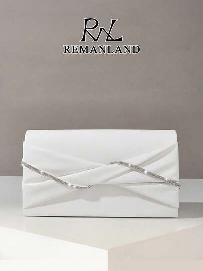 REMANLAND Women's Clutch Bag, Evening Clutch, Sparkling Crystal Pleated Handbag, Sequin Envelope Wallet, Suitable For Party Girls And Ladies, Ideal For Parties, Weddings, Balls, Banquets, A Perfect Gift For Women