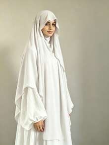 1件装女士蝴蝶结头巾，穆斯林纯色面罩头巾，套头围巾，多功能头巾，适合日常佩戴、祈祷、户外活动 - 彩色 - 查看 9