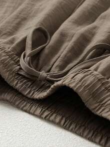 Women's Casual Linen Blazer Vest And Pants Set, Spring/Summer - Brown - View 6