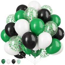 50个12英寸（30.48厘米）绿色、白色和黑色气球，绿色亮片气球，白色乳胶气球，适用于电子游戏、足球主题派对 - 混合套裝27 - 查看 1