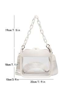 1 Set Transparent Bag With Coin Purse, Waterproof Clear Mini Square Bag, PVC Crossbody Bag With Large Capacity For 2025 - White - View 3