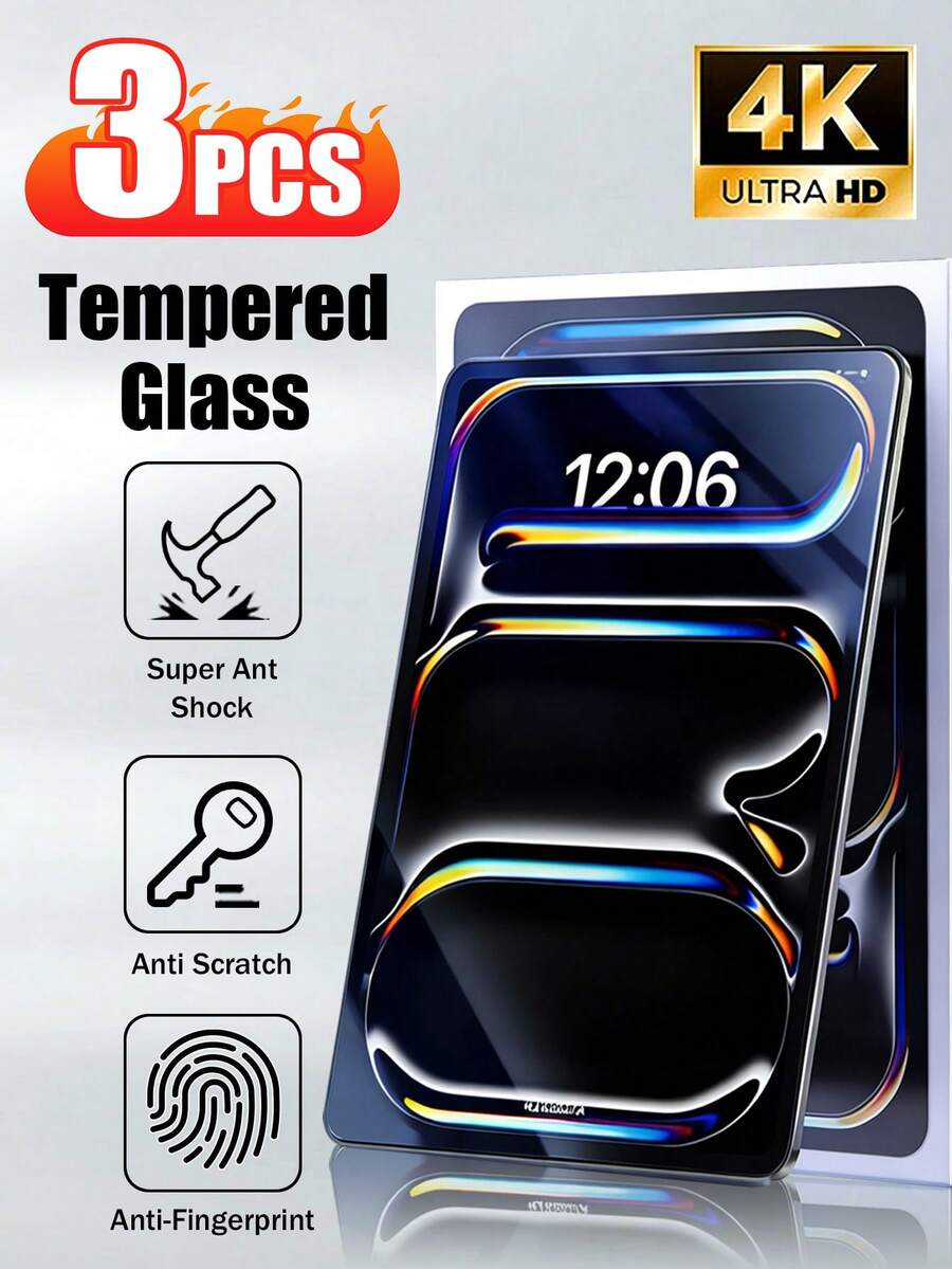 Yezodawee Tablet Screen Protector 3pcs Tempered Glass Screen Protector, Compatible With IPad 11th A16 2025 & Air 13 2025, 9H Hardness, Anti-Scratch, Sensitive Touch Mother's Day Gift - Clear - View 1
