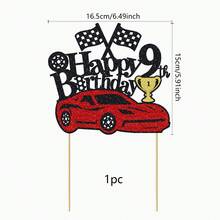1 chiếc phụ kiện trang trí bánh kem hình xe đua, thích hợp cho sinh nhật 1/2/3/4/5/6/7/8/9/10, chủ đề cờ caro xe đua, dùng cho tiệc sinh nhật. - Xem 15