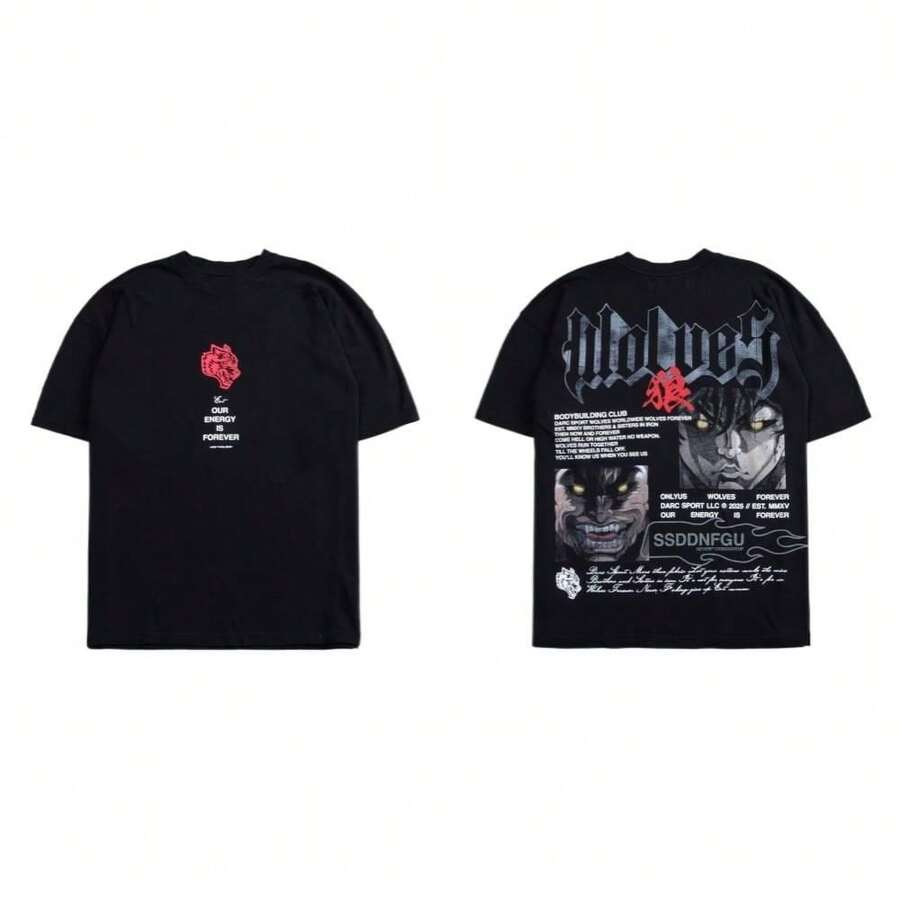 Darcsport T-Shirt Men's T-Shirt Casual Sports Fitness Muscle Training Loose Top Short Sleeve - T250954黑色 - 查看 1