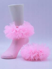 1 đôi tất hoa nhún bèo cho bé gái, tất mềm mại kiểu công chúa cho trẻ sơ sinh và trẻ nhỏ. - Nhiều màu - Xem 8