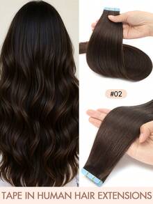 20pcs Tape In Hair Extensions Real Human Hair Remy Quality Natural Straight Invisible Skin Weft Seamless Double Sided Adhesive Reusable Tangle Free Long Hair Pieces 12-24 Inch For Salon Wedding Party Daily Use Graduation Photoshoot - Multicolor - View 24