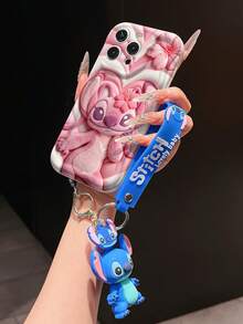 This Disney Stitch Lanyard Phone Case Is Fully Covered In TPU Material. It's Shockproof, Lightweight, And Compatible With IPhone17/16/11/13/15/15 Plus/15 Pro/15 Pro Max/12/14 Pro Max/11 Pro Max/12 Pro/12 Pro Max/13. This Phone Case Makes A Popular Birthday Gift Or Business Gift; It's Durable, Stain- And Fingerprint-Resistant, And Suitable For Both Men And Women. The Set Also Includes A Mickey Mouse Phone Case And A Stitch Plush Bracelet. It's A Perfect Gift For Friends And Family. This Stylish Phone Case Is Fun, Lightweight, And Durable. IPhone17 Pro Max Phone Case, Angel Phone Case. - trắng - Xem 2